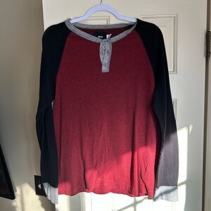 BDG Dark Red and Black Henley Shirt